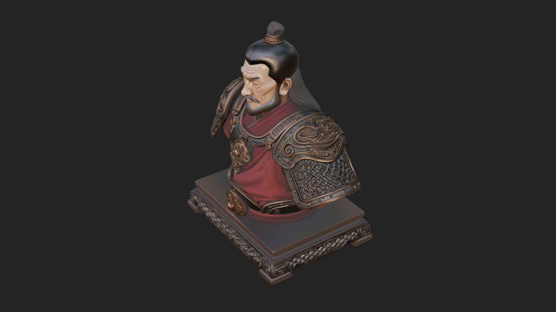 Chinese General Armor Bust Design 9 3D Print Model 3D Model