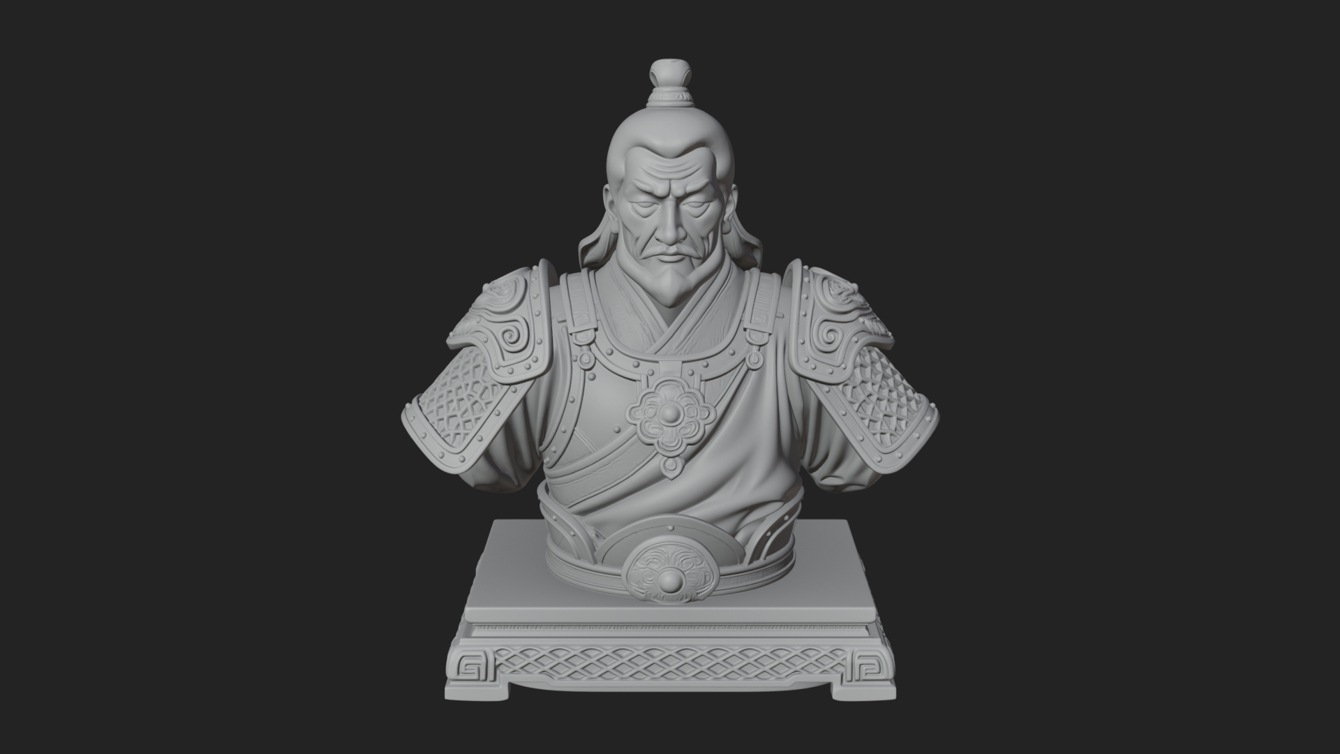 Chinese General Armor Bust Design 9 3D Print Model 3D Model