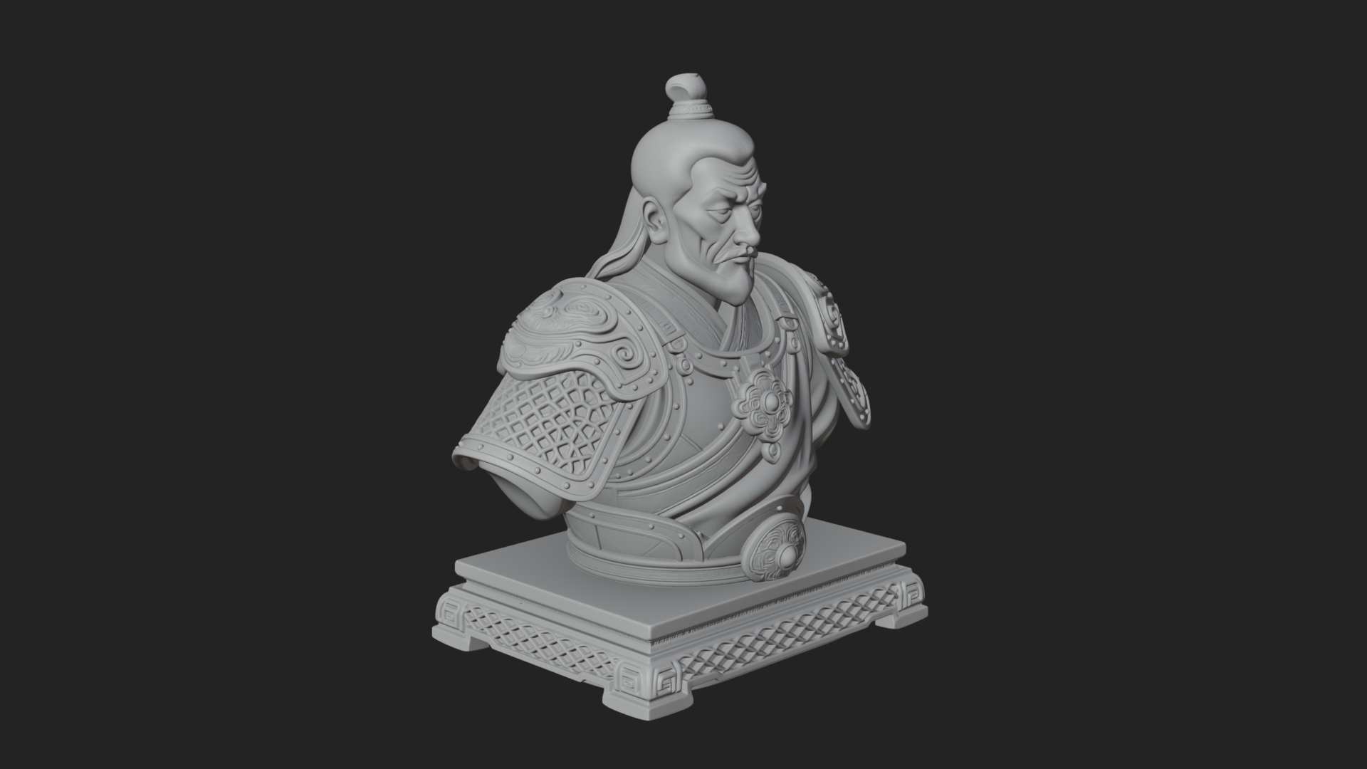 Chinese General Armor Bust Design 9 3D Print Model 3D Model