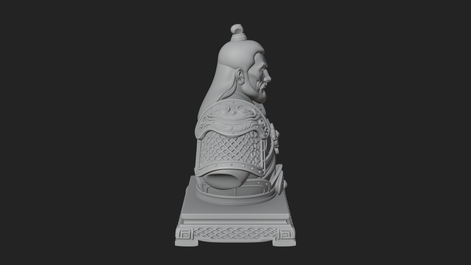 Chinese General Armor Bust Design 9 3D Print Model 3D Model