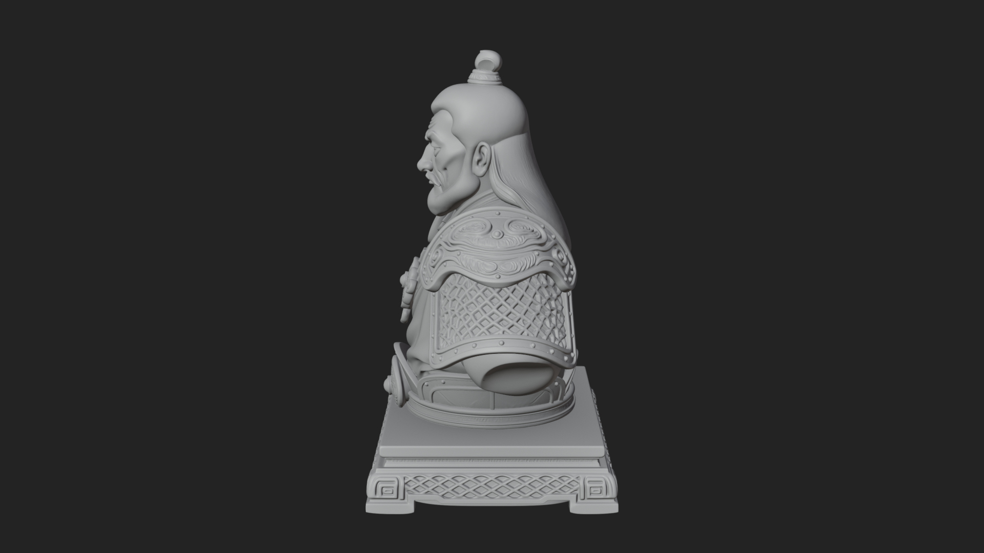 Chinese General Armor Bust Design 9 3D Print Model 3D Model