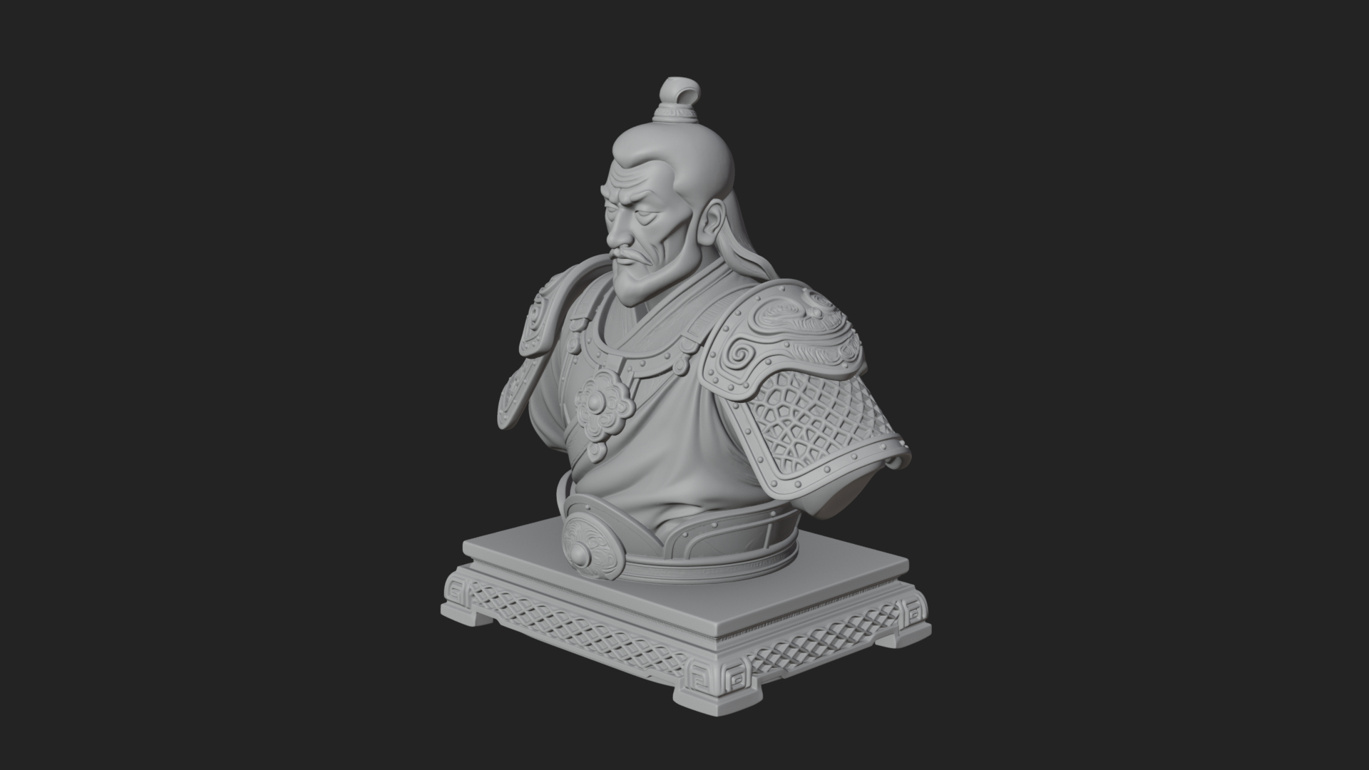Chinese General Armor Bust Design 9 3D Print Model 3D Model