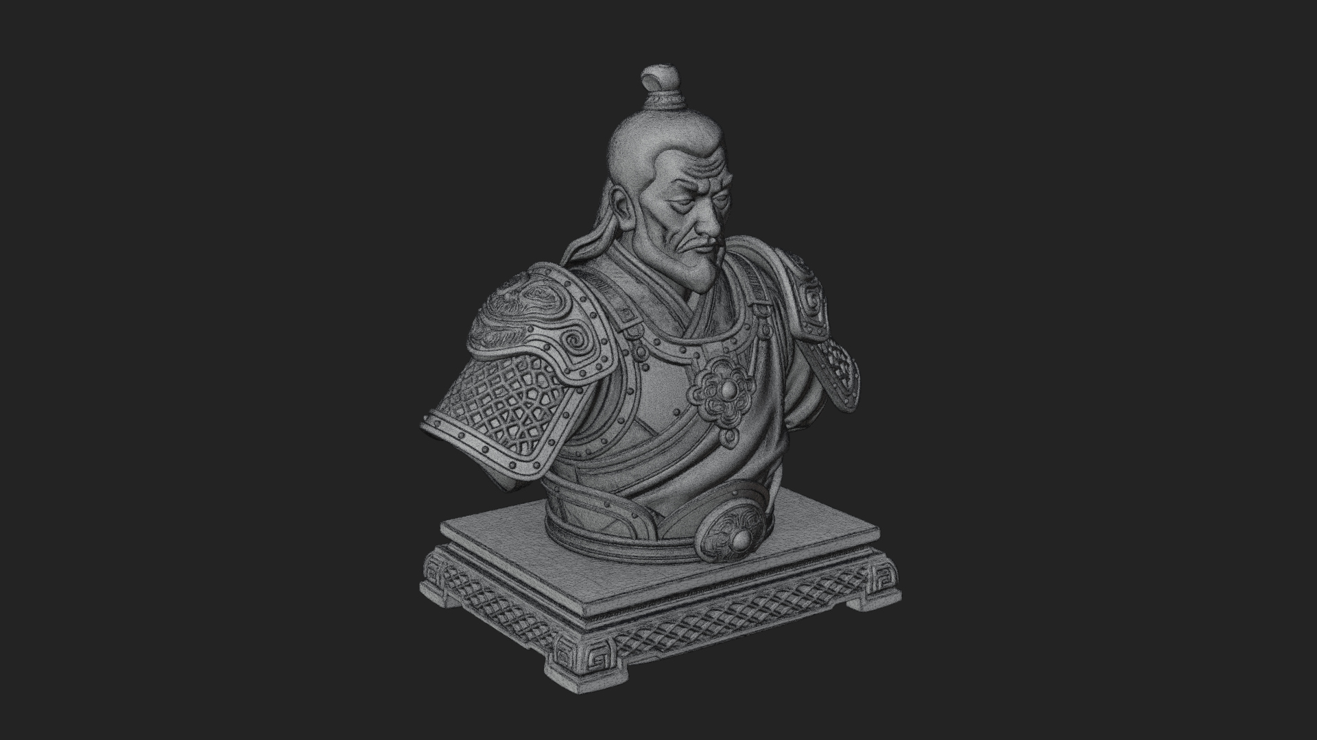Chinese General Armor Bust Design 9 3D Print Model 3D Model