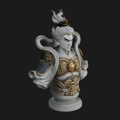 Chinese General Bust Statue Design 2 3D Print Model