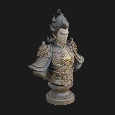 Chinese General Bust Statue Design 3 3D Print Model