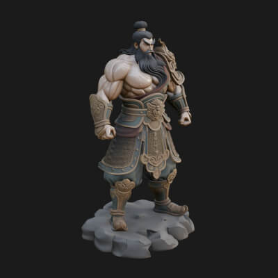 Chinese General on Rock Statue Design 4 3D Print Model