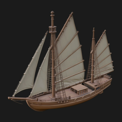 Chinese Junk Ship Model Design 12 3D Print Model