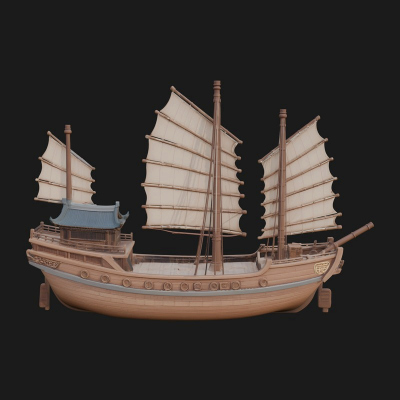 Chinese Junk Ship Model Design 14 3D Print Model