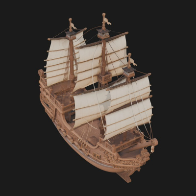 Chinese Junk Ship Model Design 17 3D Print Model
