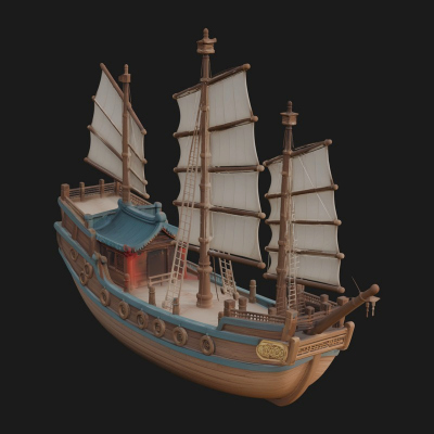 Chinese Junk Ship Model Design 19 3D Print Model