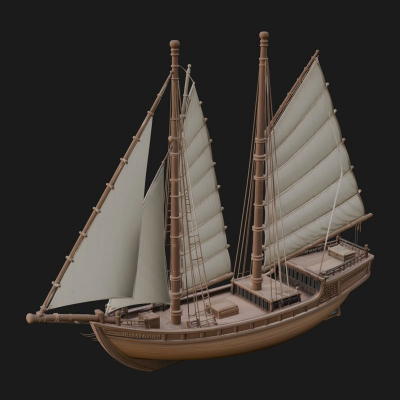 Chinese Junk Ship Model Design 2 3D Print Model