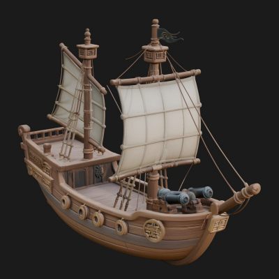 Chinese Junk Ship Model Design 21 3D Print Model