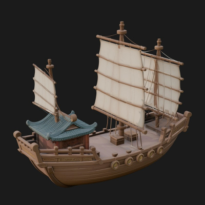 Chinese Junk Ship Model Design 22 3D Print Model