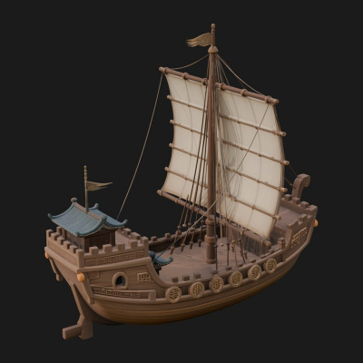 Chinese Junk Ship Model Design 23 3D Print Model