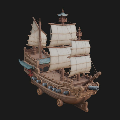 Chinese Junk Ship Model Design 24 3D Print Model