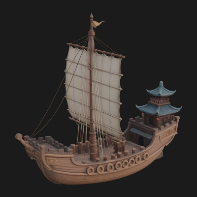 Chinese Junk Ship Model Design 25 3D Print Model