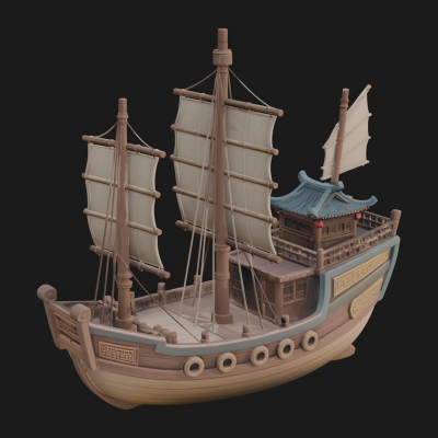 Chinese Junk Ship Model Design 28 3D Print Model