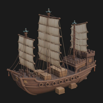 Chinese Junk Ship Model Design 29 3D Print Model