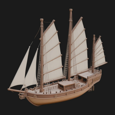 Chinese Junk Ship Model Design 3 3D Print Model