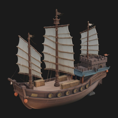 Chinese Junk Ship Model Design 32 3D Print Model