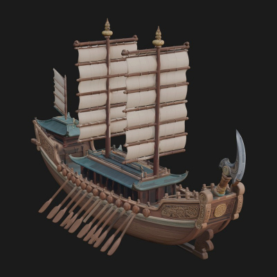 Chinese Junk Ship Model Design 34 3D Print Model