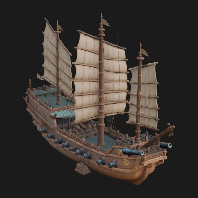 Chinese Junk Ship Model Design 35 3D Print Model