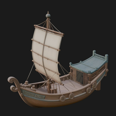 Chinese Junk Ship Model Design 36 3D Print Model