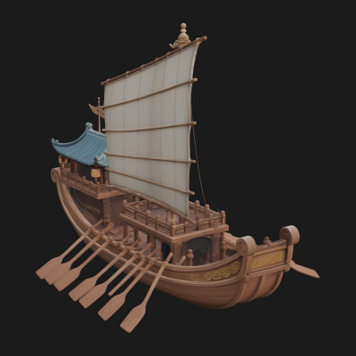 Chinese Junk Ship Model Design 37 3D Print Model
