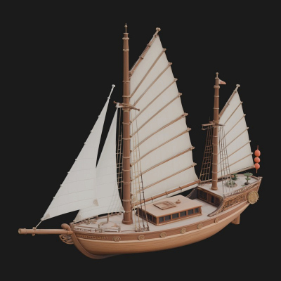 Chinese Junk Ship Model Design 4 3D Print Model