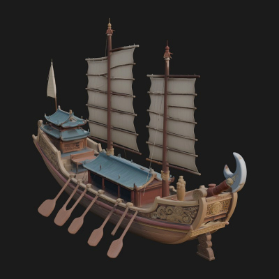 Chinese Junk Ship Model Design 40 3D Print Model
