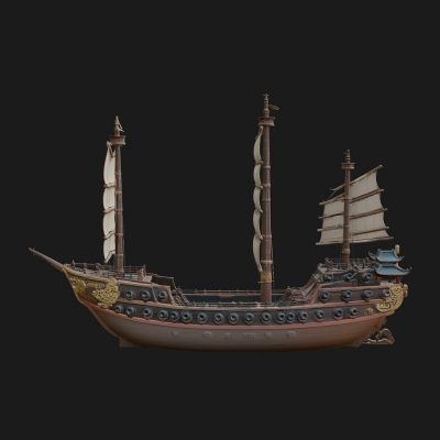 Chinese Junk Ship Model Design 41 3D Print Model