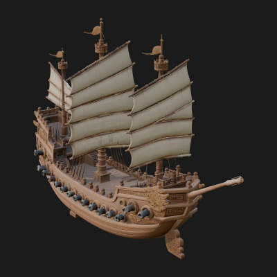 Chinese Junk Ship Model Design 42 3D Print Model