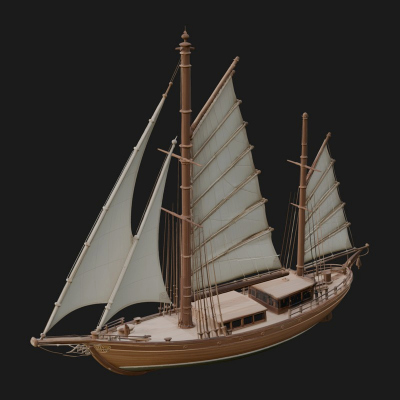 Chinese Junk Ship Model Design 7 3D Print Model