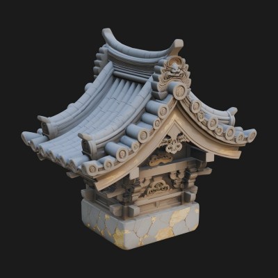 Chinese Roof Eave Model Design 2 3D Print Model