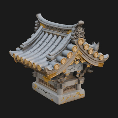 Chinese Roof Eave Model Design 4 3D Print Model