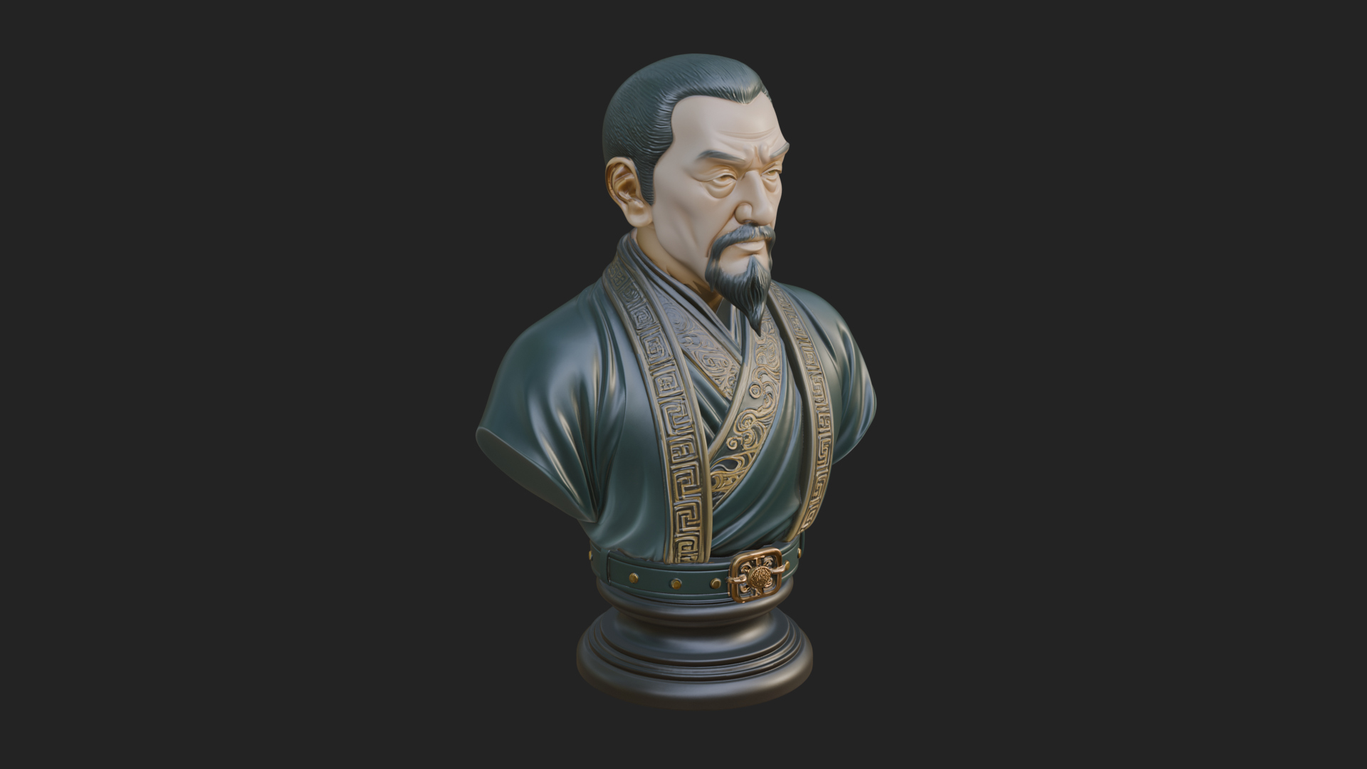 Chinese Scholar Bust Statue Design 1 3D Print Model 3D Model