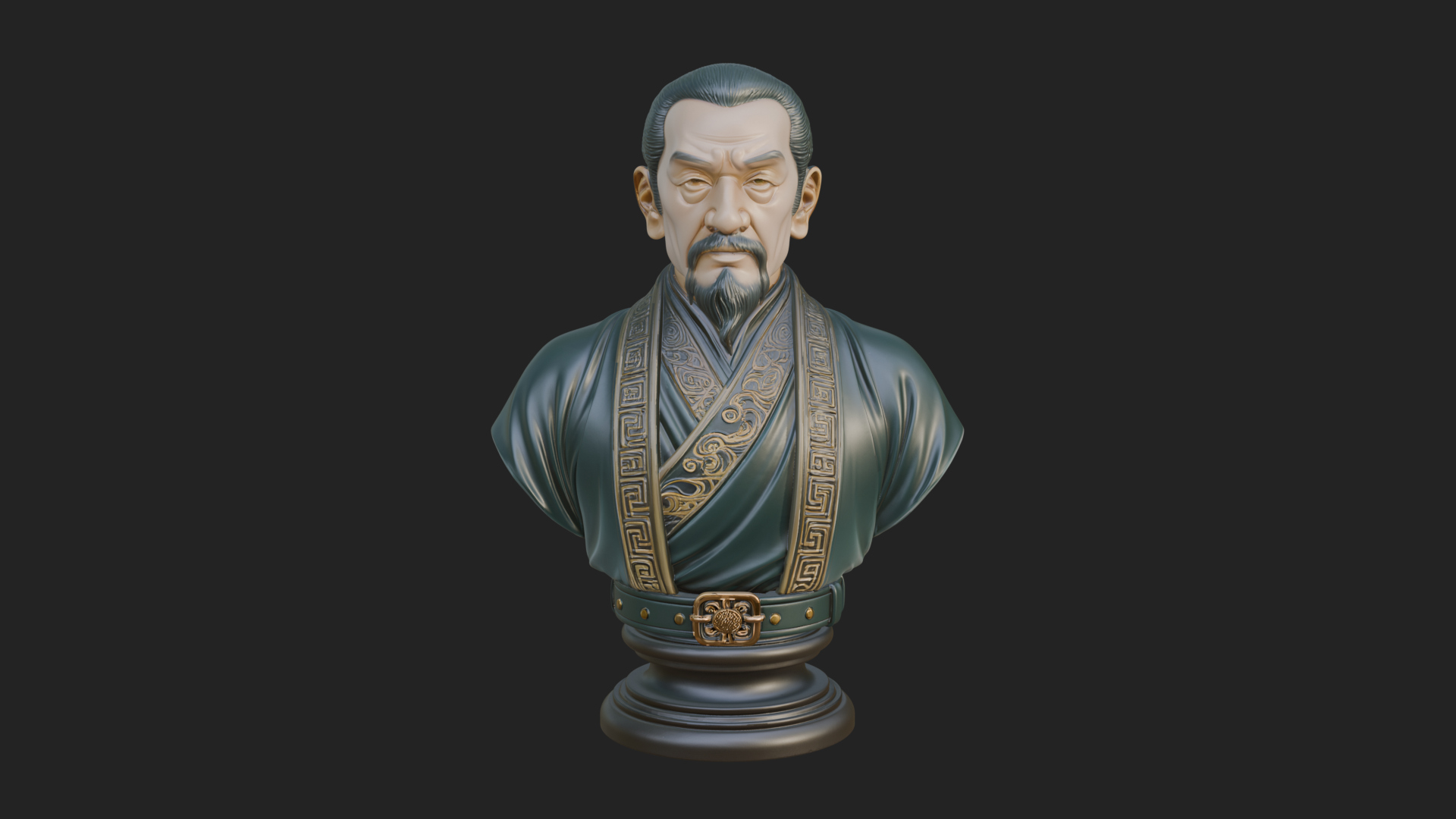Chinese Scholar Bust Statue Design 1 3D Print Model 3D Model