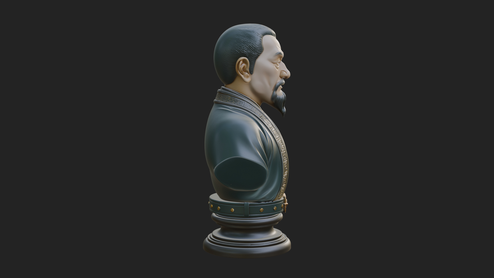 Chinese Scholar Bust Statue Design 1 3D Print Model 3D Model