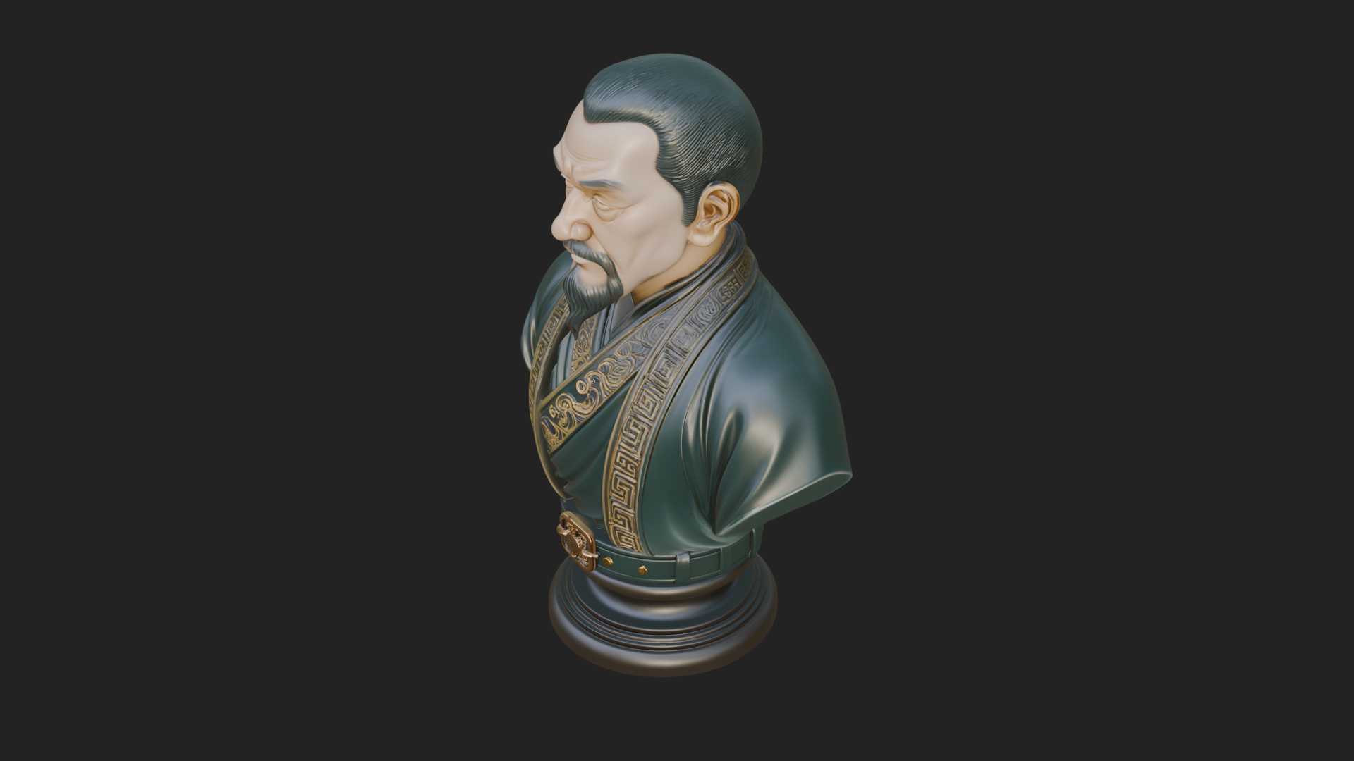 Chinese Scholar Bust Statue Design 1 3D Print Model 3D Model