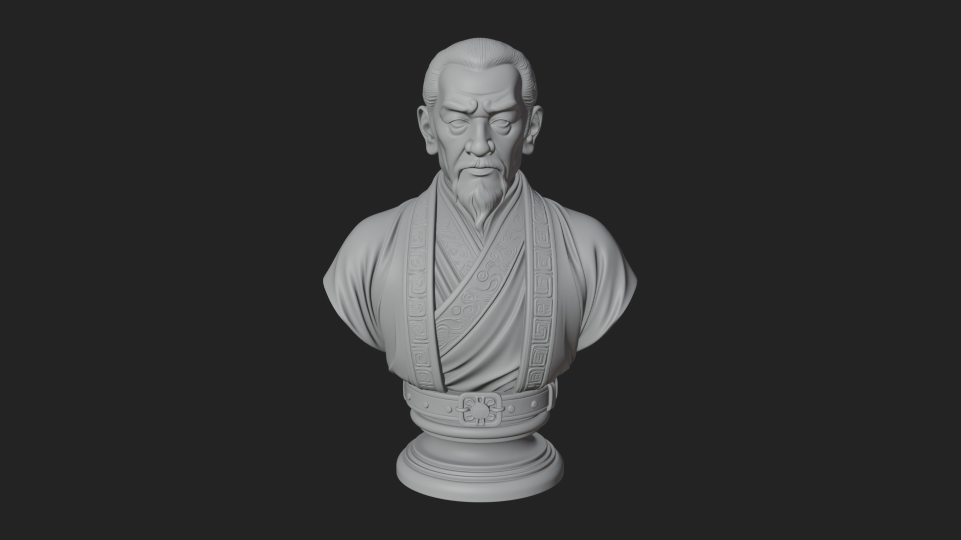 Chinese Scholar Bust Statue Design 1 3D Print Model 3D Model