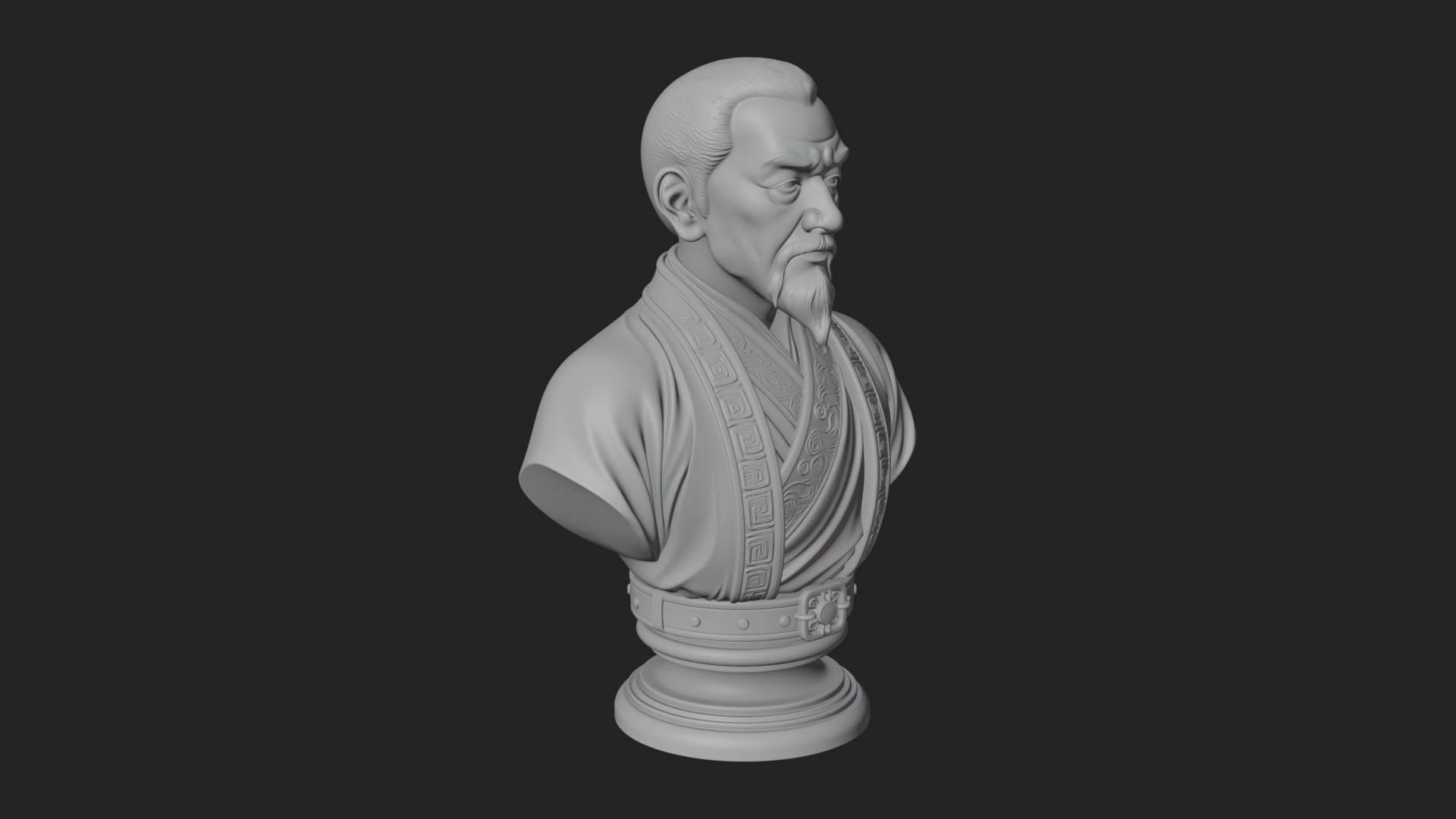 Chinese Scholar Bust Statue Design 1 3D Print Model 3D Model