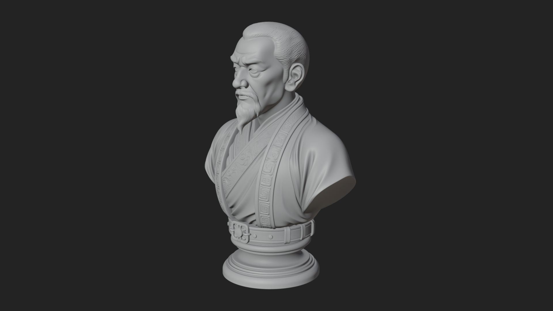Chinese Scholar Bust Statue Design 1 3D Print Model 3D Model