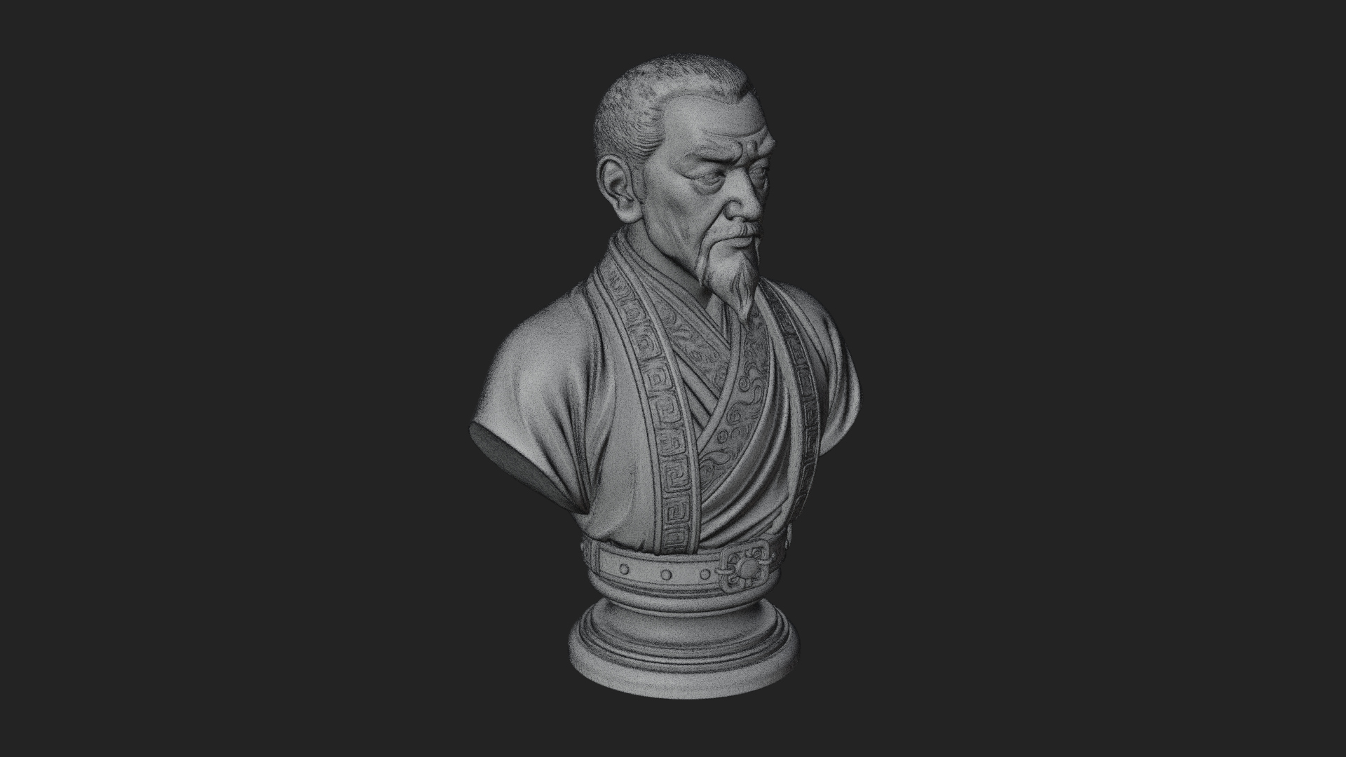 Chinese Scholar Bust Statue Design 1 3D Print Model 3D Model