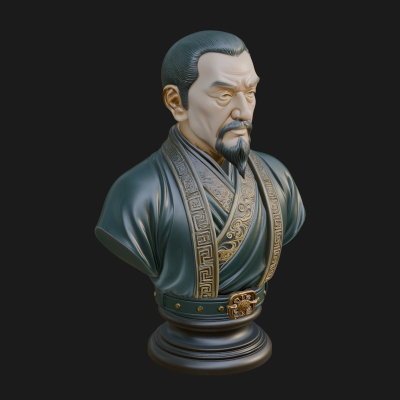 Chinese Scholar Bust Statue Design 1 3D Print Model