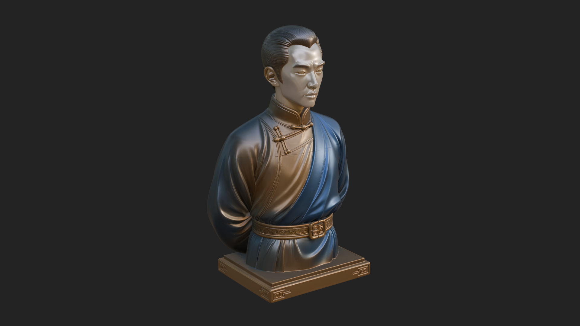 Chinese Scholar Bust Statue Design 12 3D Print Model 3D Model