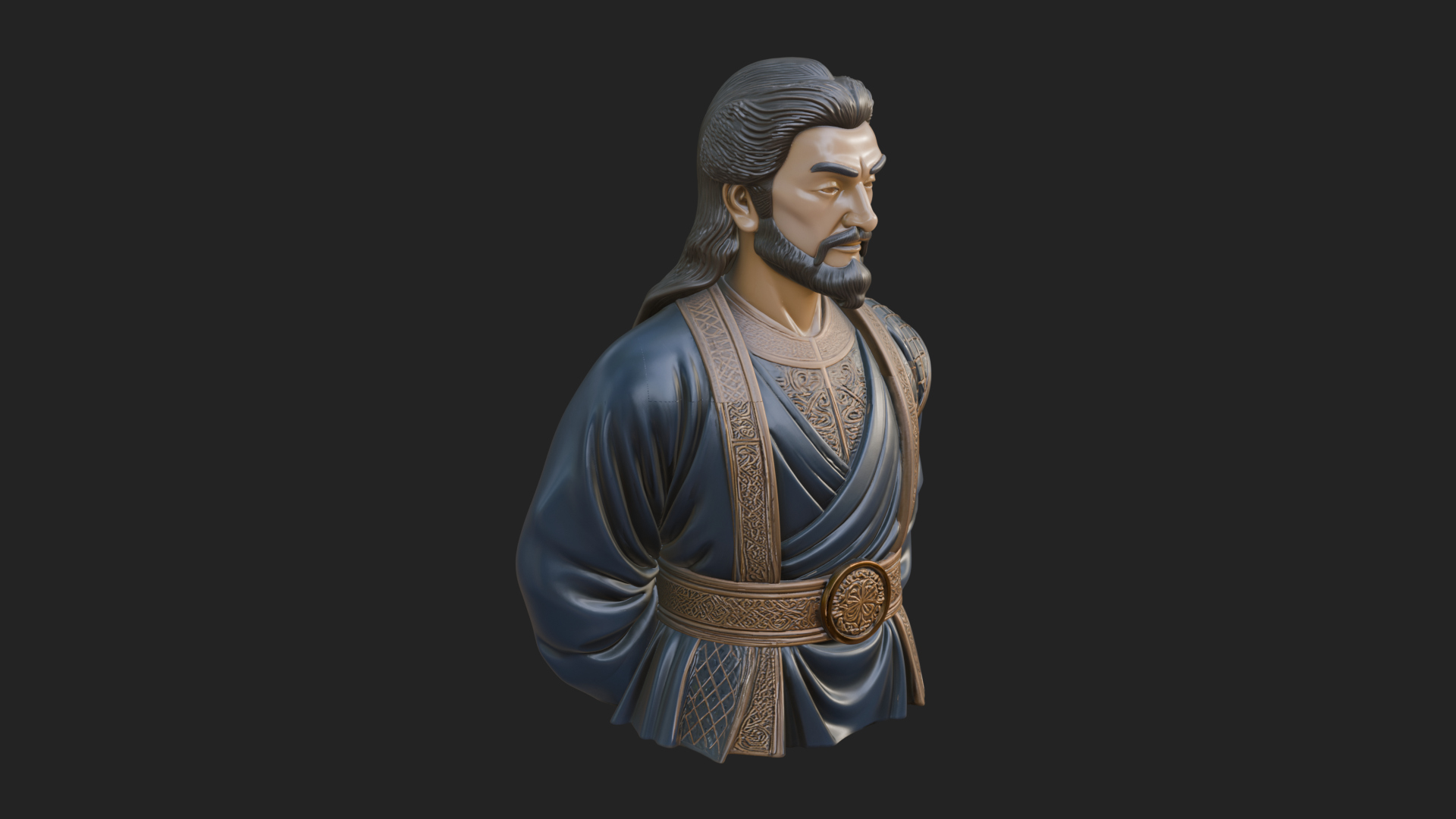 Chinese Scholar Bust Statue Design 13 3D Print Model 3D Model