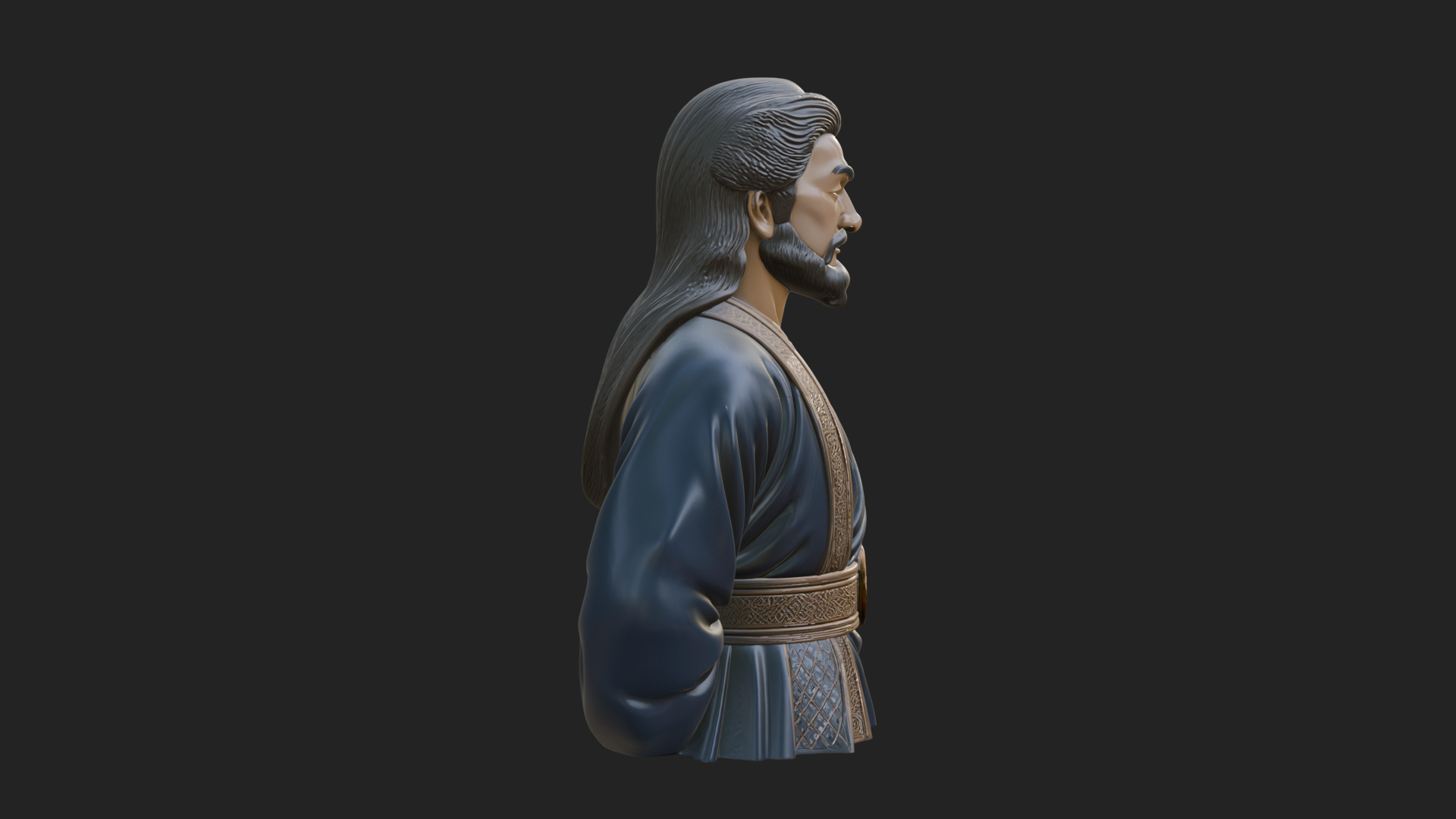 Chinese Scholar Bust Statue Design 13 3D Print Model 3D Model