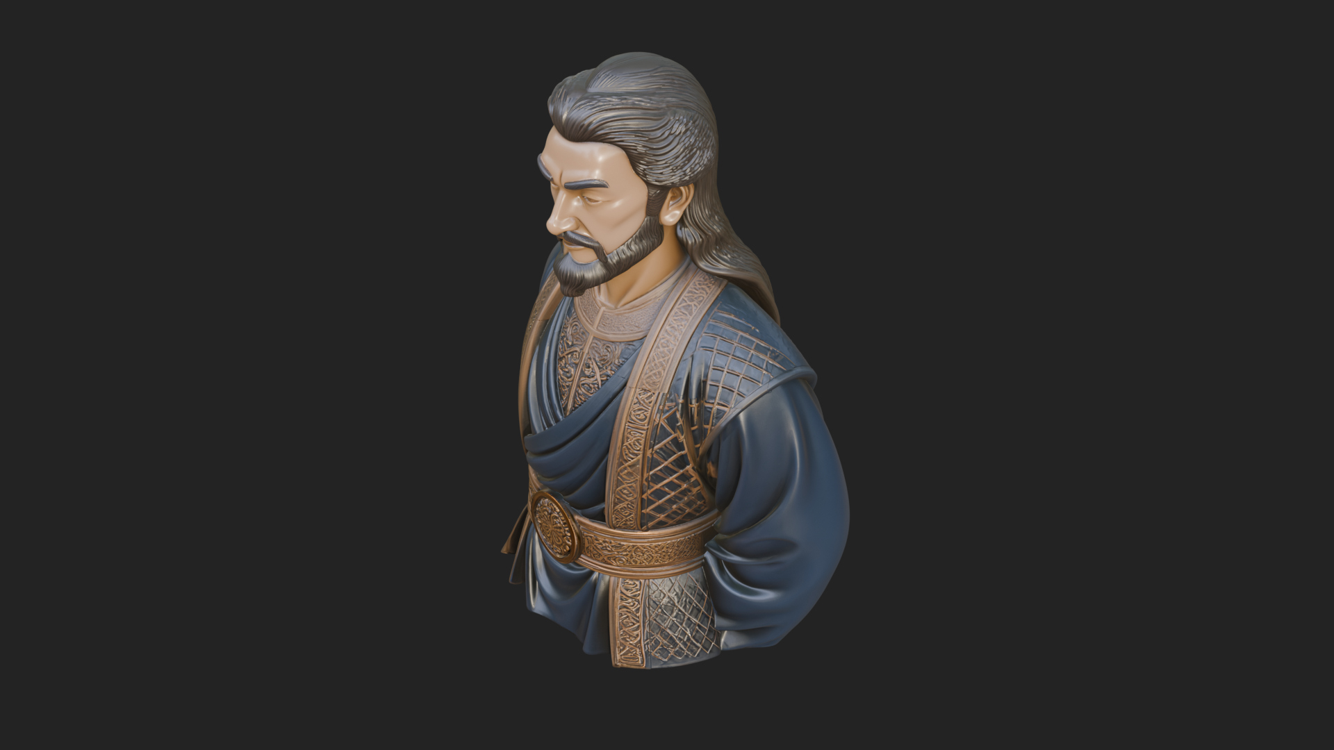 Chinese Scholar Bust Statue Design 13 3D Print Model 3D Model