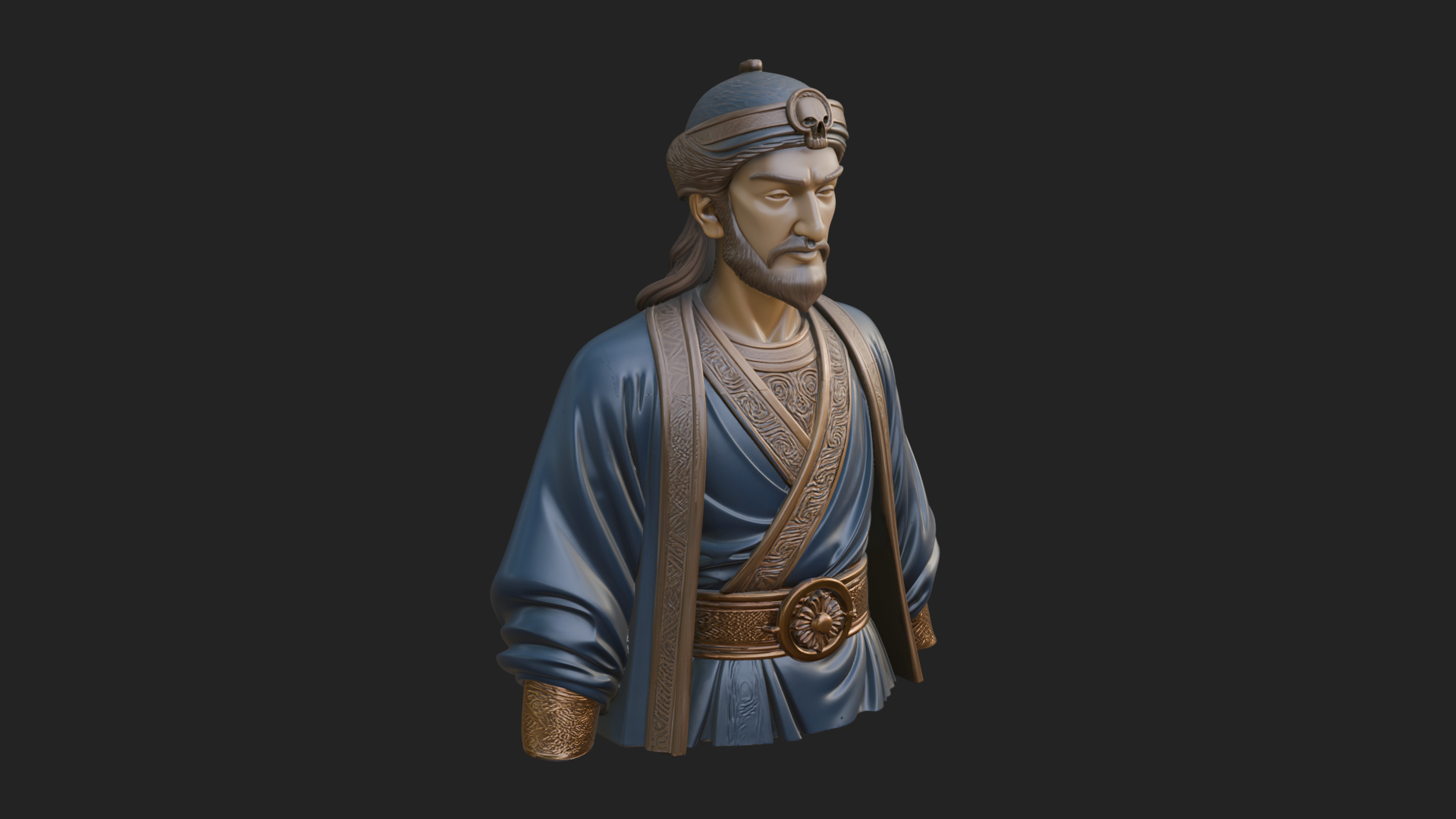 Chinese Scholar Bust Statue Design 14 3D Print Model 3D Model