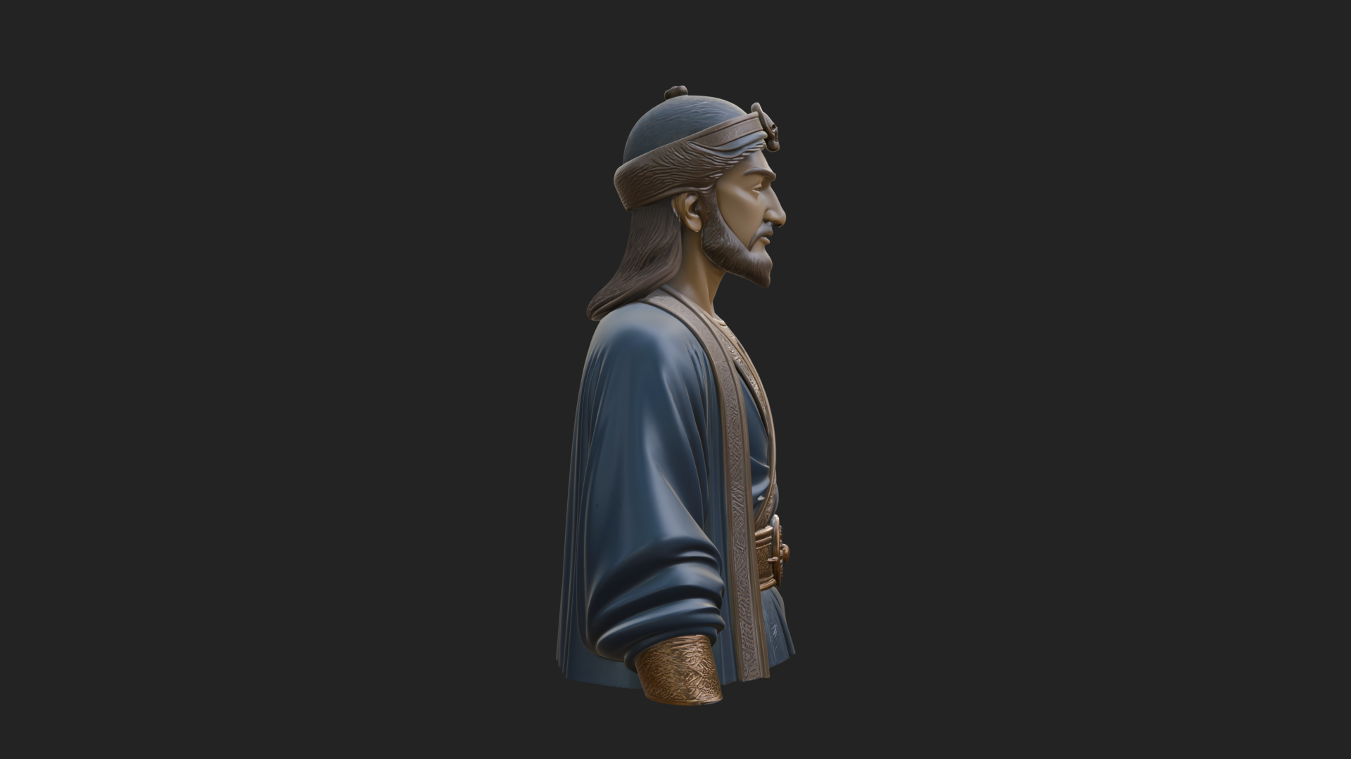 Chinese Scholar Bust Statue Design 14 3D Print Model 3D Model